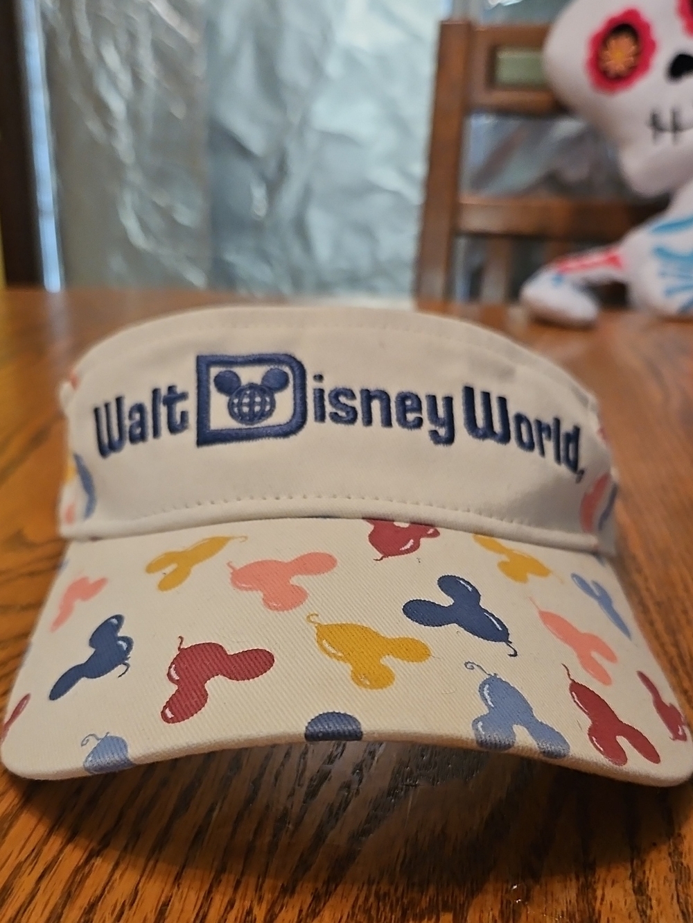 Disney Cream Visor with Blue, Red, Yellow, Pink Mickey Ears